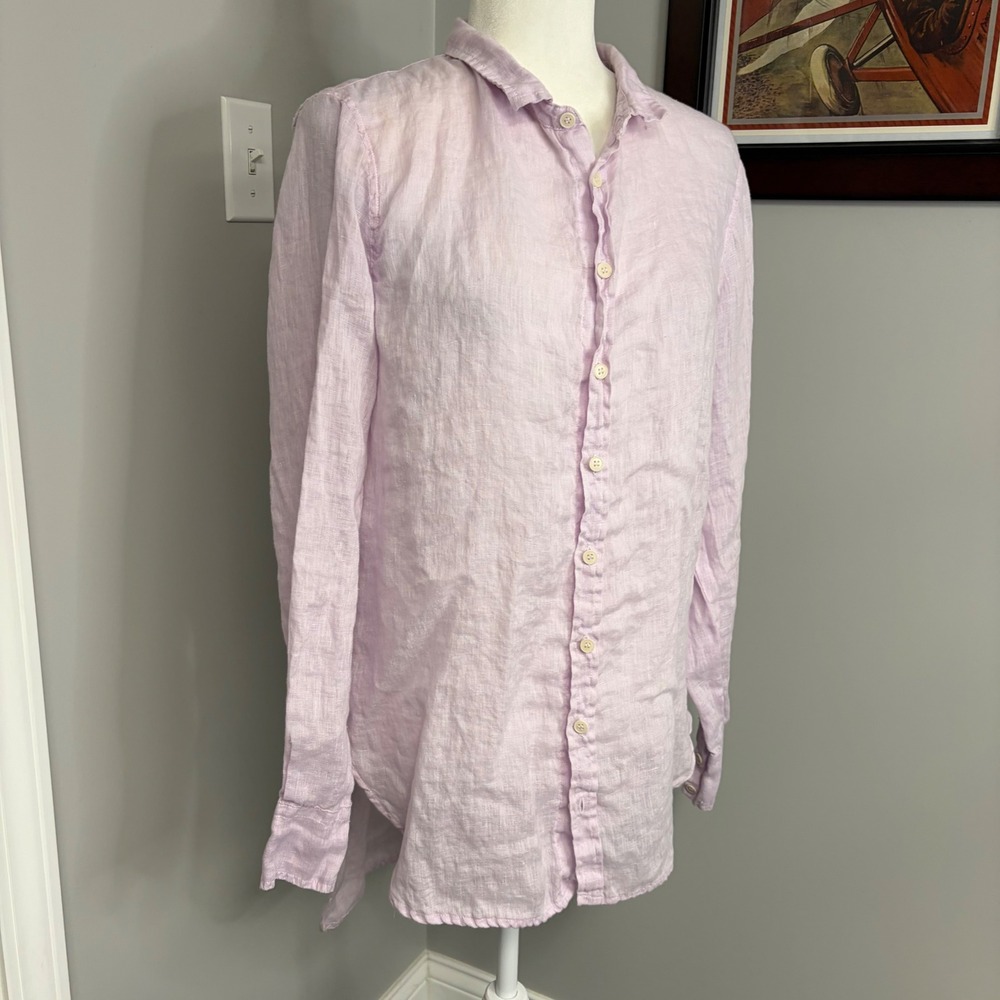 CP Shades Lavender Purple 100% Linen Button Down Shirt Tunic Womens Medium 105-3 - Picture 2 of 6